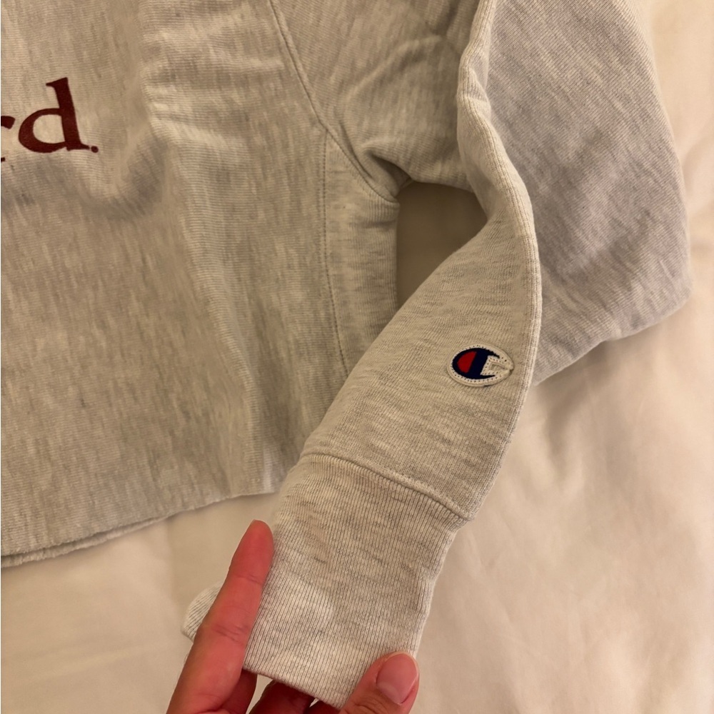Champion Stanford Logo Gray Cropped Sweatshirt logo tree cardinal hoodie - Picture 3 of 3